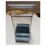 Hamiledyi Automatic Bird Feeder No Mess Bird Cage Feeder Transparent Acrylic Parrot Seed Food Container with Perch Cage Accessories for Parakeet Finch Lovebirds Budgies Canary (Blue) - Retail: $12