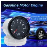 RPM Tachometer 2-1/16" 52mm Automotive Tachometer for Car 8000 RPM Tach Gauge Interior 2" Tach Gauge for 2-8 Cylinder Gas Powered Engines - Retail: $32