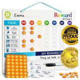 QUOKKA Magnetic Behavior Chore Chart for Kids at Home - Gift Reward Visual Schedule Chart - Dry and Erase Routine and Responsibility - Use 48 Magnets & 49 Stars - from Toddlers to Teens - Retail: $23