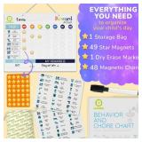 QUOKKA Magnetic Behavior Chore Chart for Kids at Home - Gift Reward Visual Schedule Chart - Dry and Erase Routine and Responsibility - Use 48 Magnets & 49 Stars - from Toddlers to Teens - Retail: $23