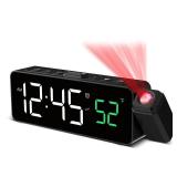 Netzu Projection Alarm Clock for Bedroom Ceiling, Small Compact Plug-in Digital Clocks with 180° Rotatable Projector, Temperature 4 Levels Birghtness, 3 Volumes and Snooze (Black) - Retail: $15