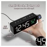 Netzu Projection Alarm Clock for Bedroom Ceiling, Small Compact Plug-in Digital Clocks with 180° Rotatable Projector, Temperature 4 Levels Birghtness, 3 Volumes and Snooze (Black) - Retail: $15