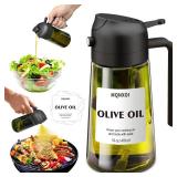 Mqnxoi Oil Sprayer for Cooking, 2 in 1 Olive Oil Dispenser Bottle for Kitchen, 16oz/470ml Premium Glass, Food-grade Oil Mister for Air Fryer, Salad, Frying, BBQ (Black + Dark Green Bottle) - Retail: $