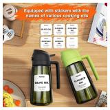 Mqnxoi Oil Sprayer for Cooking, 2 in 1 Olive Oil Dispenser Bottle for Kitchen, 16oz/470ml Premium Glass, Food-grade Oil Mister for Air Fryer, Salad, Frying, BBQ (Black + Dark Green Bottle) - Retail: $