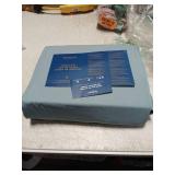 Bedsure King Size Sheets Set, Cooling Sheets for Hot Sleepers, Rayon Derived from Bamboo, Breathable & Soft, Deep Pocket Up to 16 Inches, Hotel Luxury Silky Bedding, Dusty Blue - Retail: $77