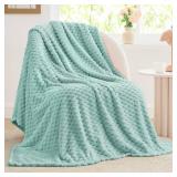 BEDELITE Jacquard Blanket - 3D Fleece Decorative Haze Blue Throw Blanket, Super Soft and Cozy Warm Fuzzy Blanket All Seasons Suitable, 50x60Inches - Retail: $18