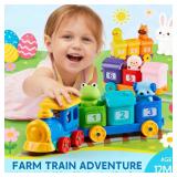 Play-Act Learning Toy for Toddlers 1 2 3 Years Old, Counting, Matching & Sorting Montessori Learning Farm Train Including 9 Farm Animals, Easter Basket Stuffers Birthday Gift for Baby Boys Girls - Ret