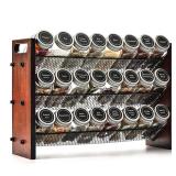 Roykoota Spice Rack, Spice Rack Organizer without Seasoning Jars, Wooden Rustic 3 Tier Kitchen Spice Organizer Shelf for Cabinet, Countertop or Wall Mount - Retail: $26