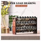 Roykoota Spice Rack, Spice Rack Organizer without Seasoning Jars, Wooden Rustic 3 Tier Kitchen Spice Organizer Shelf for Cabinet, Countertop or Wall Mount - Retail: $26