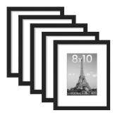 UPsimples 8x10 Picture Frame Set of 5, Display Pictures 5x7 with Mat or 8 x 10 Without, Wall Gallery Photo Frames, Black - Retail: $19