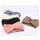 AOPRIE Knit Wide Headband for Winter 5 Pieces Women Ear Warmers Truban Headbands Thick headbands for Women Girls, Black Gray White Pink Brown - Retail: $10
