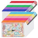 JARLINK A4 Letter Size 30 Pack 10 Colors Zipper Mesh Document Pouch, Mesh Bags for Board Games & Puzzles, Waterproof Document Zipper Pouches for Office School Supplies, Toys, Cosmetics Travel Storage 