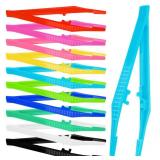 ValueBargain Plastic Tweezers, 10Pcs Beads Tweezers for Crafts Fine Motor Skills Development, Ideal for Beading Projects & DIY Crafts, One of Each of The Ten Colors - Retail: $6