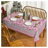 Horaldaily Retro Tablecloth 60x120 Inch Rectangular, Pink Paisley Valentine Washable Seasonal Table Cover for Party Picnic Dinner Decor