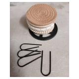 Lazebox Coasters Set of 8 for Drinks, Beer, Coffee, Cotton Woven 4 Colors Absorbent Coaster with Holder, Boho Coasters for Home Decor Tabletop Protection Suitable for Kinds of Cups, Coffee - Retail: $