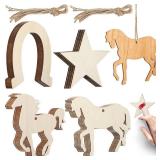 Healifty 72Pcs Unfinished Wood Cutouts Horse Horseshoes Star Shapes 3.58X3.26In DIY Craft Pieces for Kids Painting and Home Decorations - Retail: $16