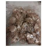 GL-Turelifes 12 Pieces 6.3" Glitter Christmas Flowers Champagne Poinsettia Artificial Flower Christmas Tree Flowers Wreath Tree Ornaments with 12 Pcs Green Flower Stem - Retail: $10