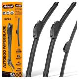 AUTOBOO 24"+20" Windshield Wipers with 10" Rear Wiper Blade Sets Replacement for Kia Soul 2020 2021 2022 2023 2024 2025 -Original Factory Quality (Pack of 3) - Retail: $24