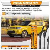 AUTOBOO 24"+20" Windshield Wipers with 10" Rear Wiper Blade Sets Replacement for Kia Soul 2020 2021 2022 2023 2024 2025 -Original Factory Quality (Pack of 3) - Retail: $24