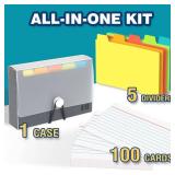 H4D 3x5 Index Card Case with 100 Heavyweight Ruled Index Cards and Dividers, Black - Retail: $9