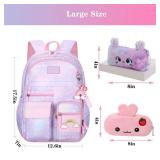 Jcobvig Kawaii Backpack For Girls Kids,Cute Student School Backpack With Pen Bag,Purple Aesthetic Starry Rainbow Laptop Travel Bag (Purple Medium 16.5in - Retail: $31