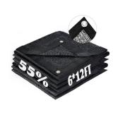 LOVE STORY 6x12FT 55% Black Shade Cloth Sun Shade Net with Grommets Sunblock Net Mesh Tarp for Garden,Plants Cover,Greenhouse and Patio - Retail: $12