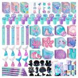 BenLouis 120Pcs Mermaid Party Favors Little Mermaid Pencils Stickers School Stationery Bulk for Kids Sea Birthday Decor Baby Shower Candy Goodie Bag Stuffer Classroom Rewards Pinata Supplies - Retail: