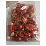 Luxtea 72ct Christmas Balls Tree Ornament Set Shatterproof Assorted Hanging Decorations in a Hand-held Gift Package for Xmas Tree Decor(Red)