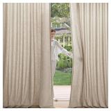 MIULEE Non-See-Through Privacy Linen Curtains 2 Panels, Light Filtering Window Curtains Farnhouse Textured Back Tab Semi Sheer Drapes for Bedroom Living Room, 52 x 108 Inches Long, Taupe - Retail: $52