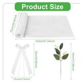 24 Sets Wedding Aisle Decorations for Ceremony Set Wedding Chair Decorations White Ribbon Bows Artificial Eucalyptus Stem Chair Sashes for Weddings Party Bench Church Pew Aisle Decor (Elegant White) -