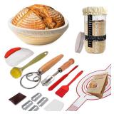 Emporium complete sourdough starter kit|Feat.9" banneton bread proofing basket set,24oz sourdough starter jar,15pcs sourdough bread baking supplies |Best sourdough tools and supplies for beginners - R