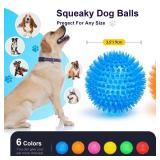 VITEVER 3.5" Squeaky Dog Toy Balls (6 Colors) Puppy Chew Toys for Teething, BPA Free Non-Toxic, Spikey Dog Balls for Medium, Large & Small Dogs, Durable Toys for Aggressive Chewers - Retail: $14