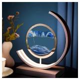 AECEVAN Moving Sand Art Lamp, Sand Art Kits Table Lamp 3D 3 Colors Desktop Light Relaxing Desk Decor with Stand for Home Office Decor (Blue)
