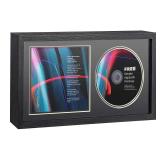Sruchy CD Display Frame 13x7 Inch, Shatter-Resistant Solid Wood Case for Signed Discs & Albums, Wall Mount or Tabletop Music Decor with Plexi Glass, Idea Gift for Music Fans (Black) - Retail: $17