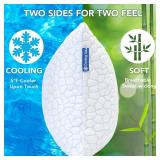 QUTOOL Cooling Pillow for Sleeping, CertiPUR-US Shredded Memory Foam Standard Pillow Set of 1, Cool Pillow for Hot Sleepers Adjustable Firm Pillow for Side,Back,Stomach Sleepers Soft Yet Support,White