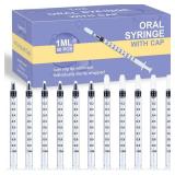 50 Pcs 1ml Syringes with Caps Oral Dispenser Individually Sterile Warpped for Medicine Dropper, Colostrum Collect Feeding Pets, Liquid - Retail: $10