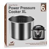 Genuine 6Qt Power Cooker XL Replacement Inner Pot Compatible with 6 Quart Power Pressure Cooker PPC770 PPC771 PPC770-1 PRO PCXL-PRO6 YBD60-100 WAL1 WAL2 Stainless Steel Inner Pot Parts - 6 QT