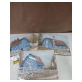 HOMEOART Farmhouse Wall Art Country Barn Painting Picture Farmhouse Wall Decor Framed Ready to Hang 12x16inch 3pk (Blue) - Retail: $29