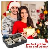 Baoyun Mens Valet Tray Organizer, Mens Jewelry Box, Nightstand Organizer for Men with 5 compartments, Faux Leather Key Tray for Entryway Table, Bedside Storage for Watch, Coin, Phone Gifts for Men - R