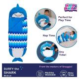 Happy Nappers Pillow & Sleepy Sack- Comfy, Cozy, Compact, Super Soft, Warm, All Season, Sleeping Bag with Pillow- Blue Shark (Medium- 54x 20) - Retail: $51