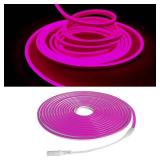 Maxlaxer Pink LED Neon Strip Light 16.4ft/5m 12V DC Waterproof Flexible Light Strip for Indoor and Outdoor Decor, Bedroom, Kitchen, Party, TV Backlight.(Power Adapter not Included) - Retail: $17