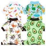 XPUDAC 4 Pack Dog Pajamas Soft Strechy Summer Doggie Clothes for Small Medium Dogs Boy Girl Cat Apparel-Medium - Retail: $22