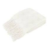 PAVILIA White Knit Throw Blanket for Couch Bed, Soft Knitted Farmhouse Sofa Throw for Living Room, Lightweight Decorative Summer Throw Blanket for Chair, Outdoor Textured Boho Blanket, 50x60 - Retail: