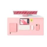 YSAGi Leather Desk Protector, Office Mat, Large Mouse Mat, Non-Slip PU Leather Blotter, Laptop Pad, Waterproof Writing Pad for Office and Home (Light Pink, 23.6" x 13.8")