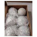 M METERXITY 6-Pack Decorative Ball for Bowls, 2.4 Inch Mosaic Glass Balls Decorative Glass Orbs for Home Decor/Dining Tables/Wedding Party/Coffee Table/Centerpiece Decor [White]