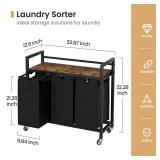 SwaaVee Laundry Hamper, Laundry Basket, Laundry Sorter with 3 Removable Bags, Clothes Basket with 3 Compartments, Wheels, Shelf for Laundry Room Bathroom Bedroom (3 Bags-Black)