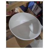 ECOHAGOU 11.3\" Extra Large Salad Serving Bowl Set with Wooden Lid&Utensils, 6.5Qt., Bamboo Fiber Salad Bowl with Servers for Kitchen, Lightweight Big Bowl for Mixing Salad,Fruit,Pasta - Matte White