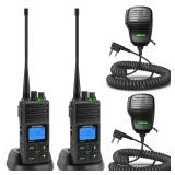 SAMCOM FPCN30A 5Watt Walkie Talkie Long Range Two Way Radio Rechargeable with Speaking Mic, SAMCOM 2-Way Radios Heavy Duty Walky Talky with Shoulder Mic for Business Commercial Construction, 2 Packs