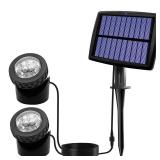AVEKI Solar Pond Spotlights, 2 in 1 12 LED Solar Underwater Lights with Dual Head Waterproof Submarine Landscape Spotlight Security Lighting for Outdoor Patio Garden Fountain Pond