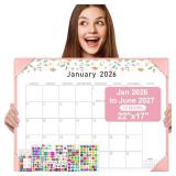 Gannyfer Desk Calendar 2026 with Desktop Mat, Simplified Large 22\" x 17\" Desktop Pad Calendar, 18 Month Desk Calendar, Use Jan 2026 to June 2027, Office Supplies Perfect for Home School and Office -